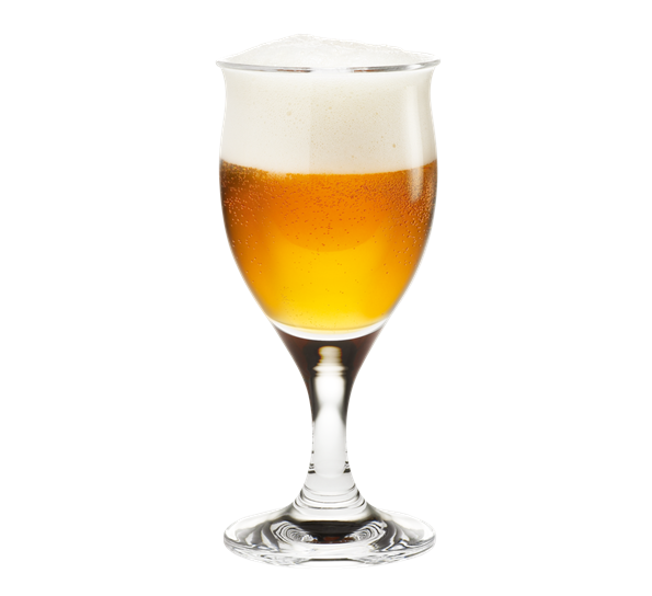 Idéelle ølglass på stett fra Holmegaard