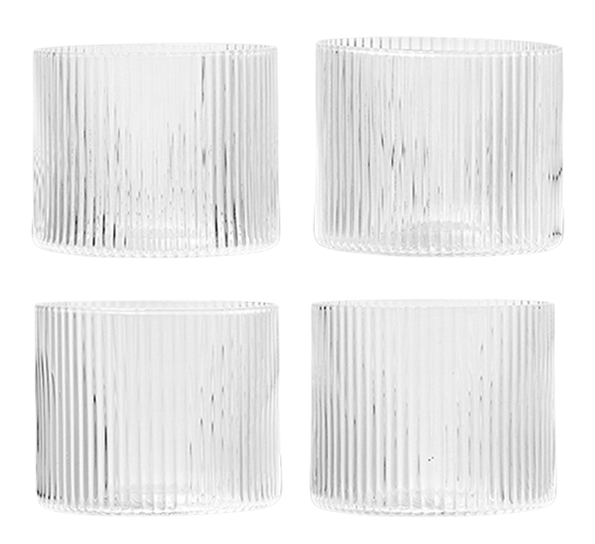 Ripple klar drikkeglass lav 4-pk fra Ferm Living