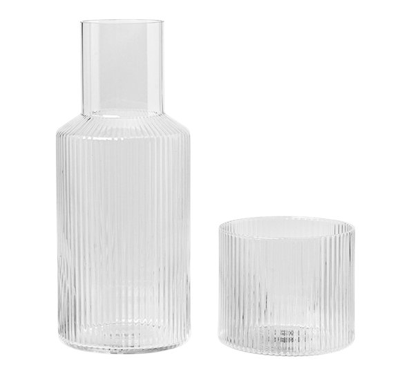 Ripple klar karaffel sett med vannglass fra Ferm Living