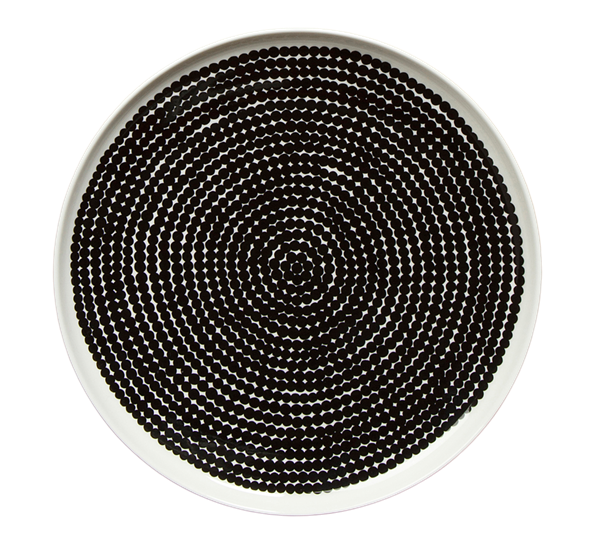 Oiva Räsymatto asjett 25 cm hvit sort fra Marimekko