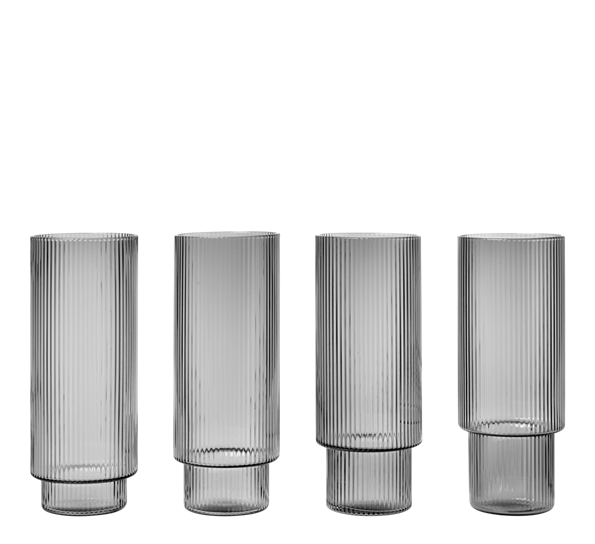 Ripple smoke longdrinkglass 4-pk fra Ferm Living