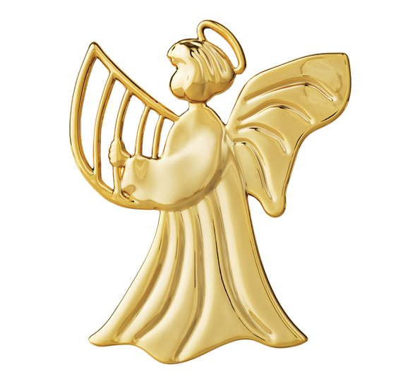 Karen Blixen engel med harpe 7 cm forgylt fra Rosendahl