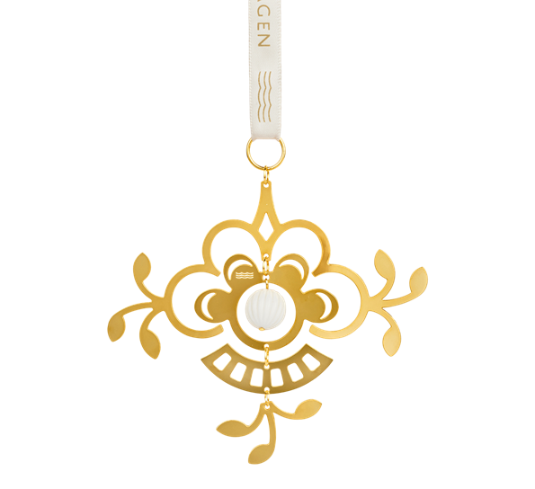 Forgylt juleornament, blomst Royal Copenhagen