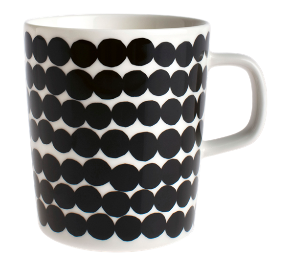 Oiva Siirtolapuutarha krus 2,5 dl hvit sort räsymatto fra Marimekko