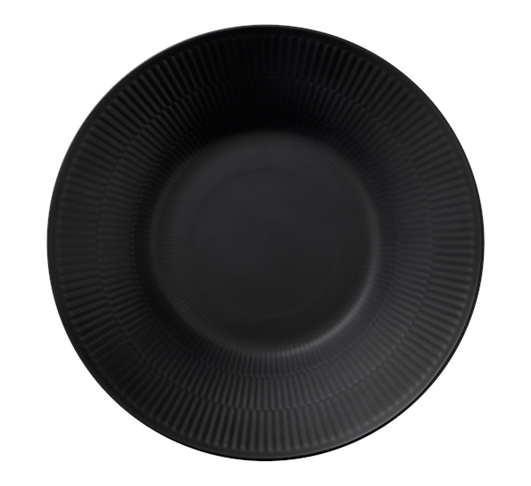 Sort Riflet tallerken Dyp 24cm fra Royal Copenhagen
