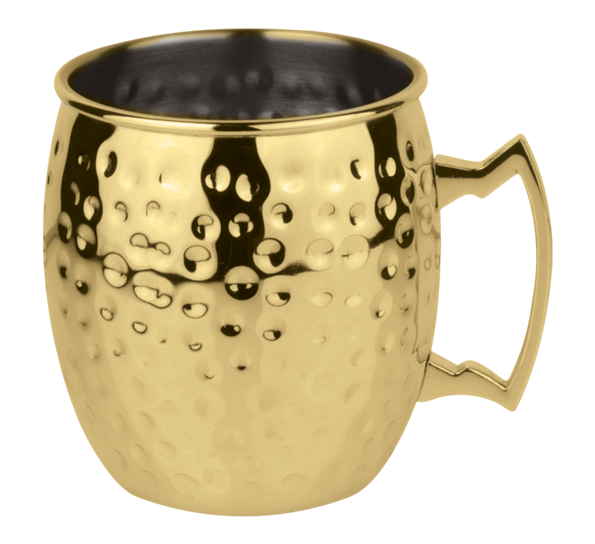 Moscow Mule kopp 5 dl kurvet hamret gull fra Paderno