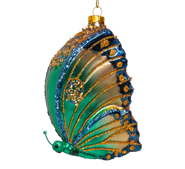 Glassornament sommerfugl grønn H12 cm fra Vondels