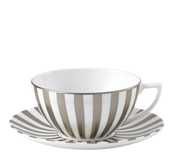 JC Platinum tekopp med skål 25 cl stripet fra Wedgwood