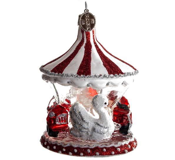 Julekule karusell hvit og rød 9 cm fra Brink Nordic