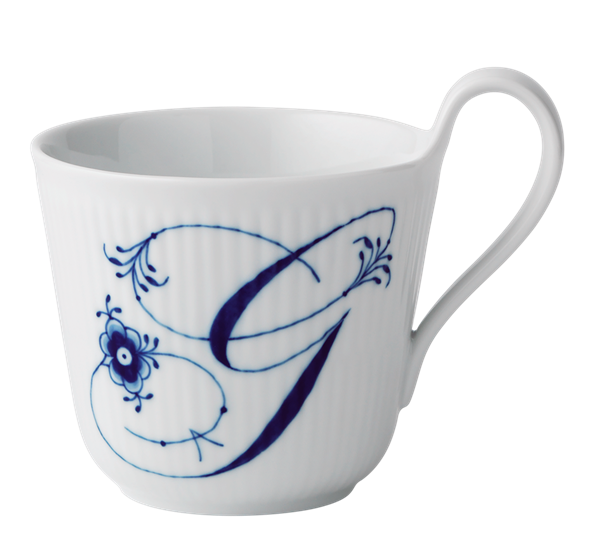 Blå Riflet Alfabetkrus G 33 cl fra Royal Copenhagen