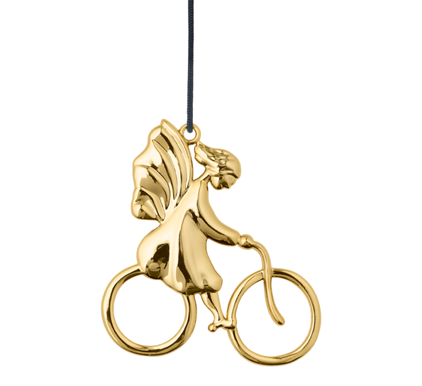 Karen Blixen engel på sykkel h7 forgylt fra Rosendahl