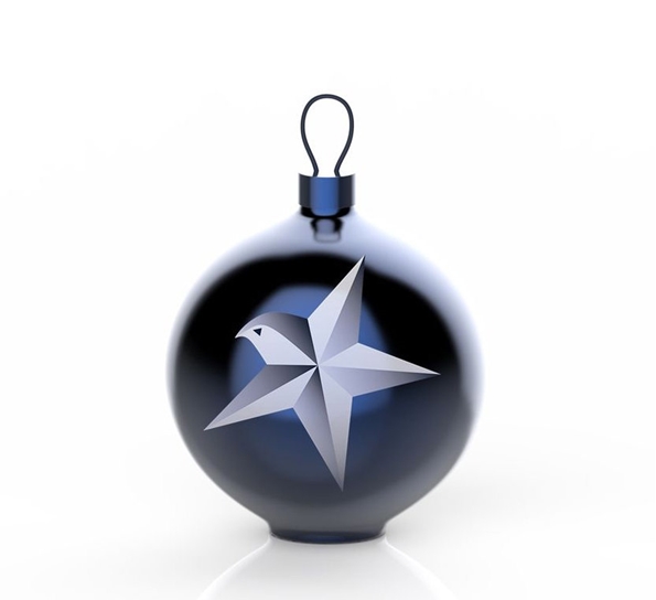 Blue christmas stella julekule fra Alessi
