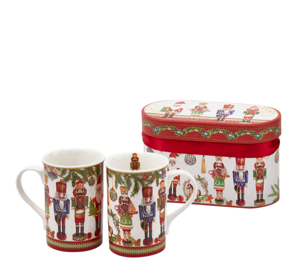 Porselenskrus i eske 2-pk 11 cm hvit grønn EDG Enzo de Gasperi