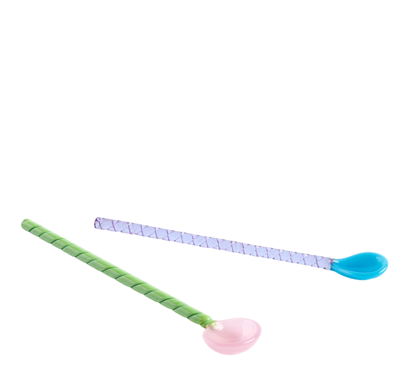 Glasskjeer Twist 2-pk turkis og lys rosa fra HAY