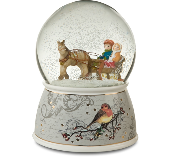 Let's Go To The Christmas Market snøkule spilledåse 21 cm Goebel