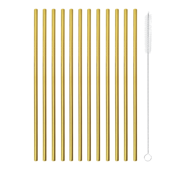 Metallsugerør 12 pk med børste 21,5 cm forgylt stål fra Paderno