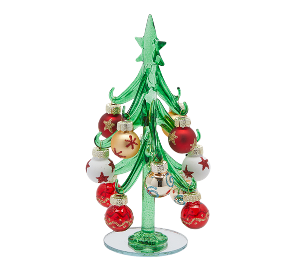 Juletre i glass med julekuler 16 cm  EDG Enzo de Gasperi