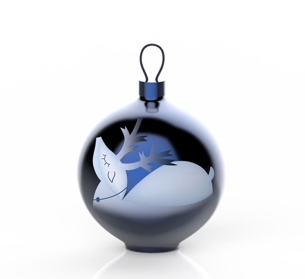 Blue christmas renna julekule fra Alessi