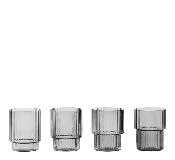 Ripple smoke drikkeglass 4-pk. fra Ferm Living