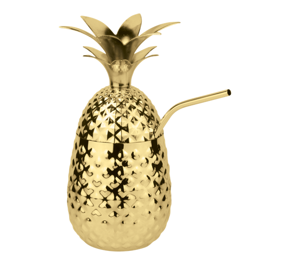 Ananas kopp med sugerør gull 5 dl fra Paderno