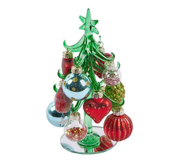 Juletre i glass med julekuler 15 cm EDG Enzo de Gasperi