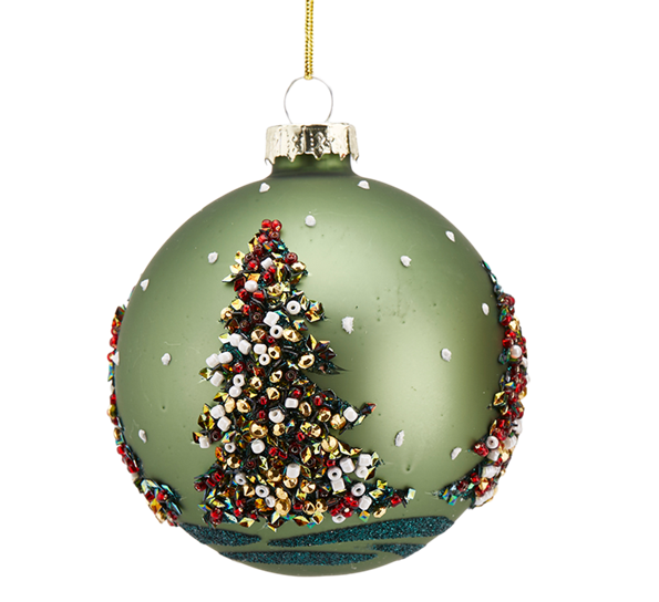 <p>Julekule juletre med perler ø8 cm grønn EDG Enzo de Gasperi</p>
