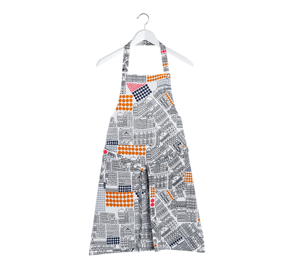 Puisto Osasto forkle hvit sort blå fra Marimekko