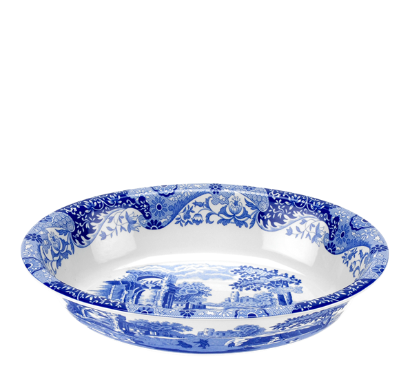 <p>Blue Italian&nbsp;ildfastform oval 28 cm blå Spode</p>
