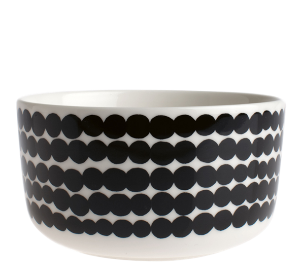 Oiva Siirtolapuutarha skål 5 dl hvit sort räsymatto fra Marimekko