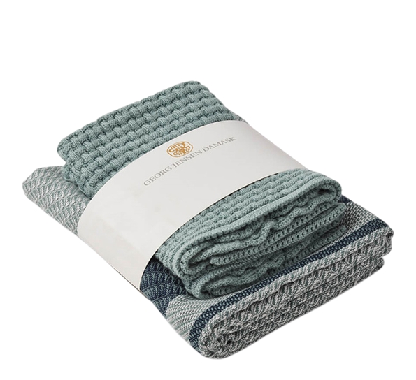 Nors Dusty Green kjøkkenhåndkle & 2 Stk Kjøkkenkluter fra Georg Jensen Damask