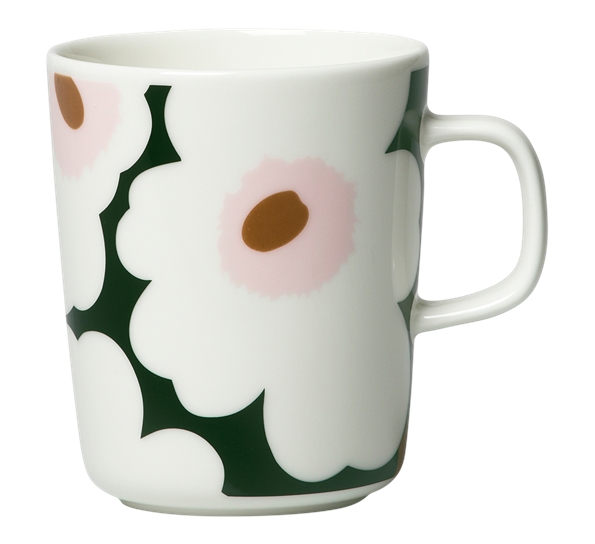 Unikko krus 2,5 dl hvit grønn rosa 1 fra Marimekko