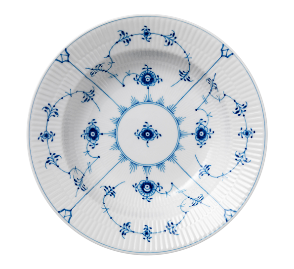 Musselmalt Riflet tallerken dyp 23 cm fra Royal Copenhagen