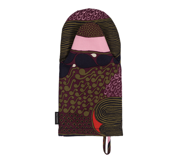 Pieni Rusakko grillvott mørkeblå rød brun fra Marimekko