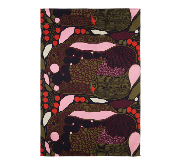 Pieni Rusakko kjøkkenhåndkle 43x70 cm mørkeblå rød brun fra Marimekko