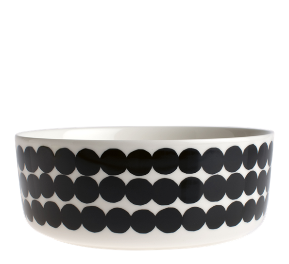 Oiva Siirtolapuutarha skål 1,5 l hvit sort räsymatto fra Marimekko