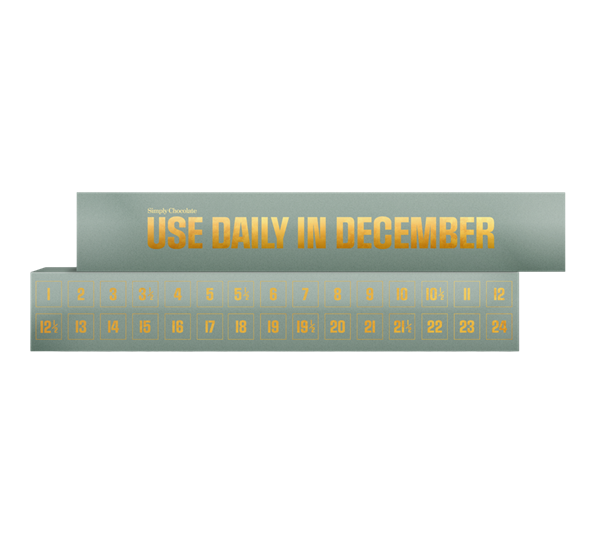 Julekalender Green Single 30 stk a 10g fra Simply Chocolate