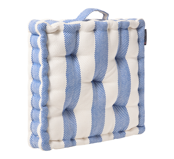 Sittepute ute og innendørs 45x45x7 cm blå hvit Lexington