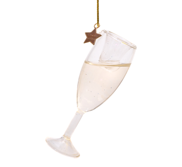 Glassornament champagneglass H11 cm fra Vondels