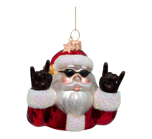 Glassornament kul julenisse rød H9 cm fra Vondels