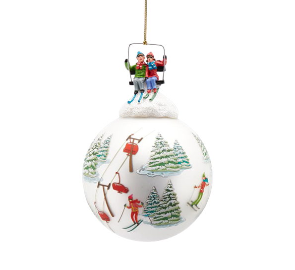 <p>Julekule ø10 cm hvit skiheis EDG Enzo de Gasperi</p>
