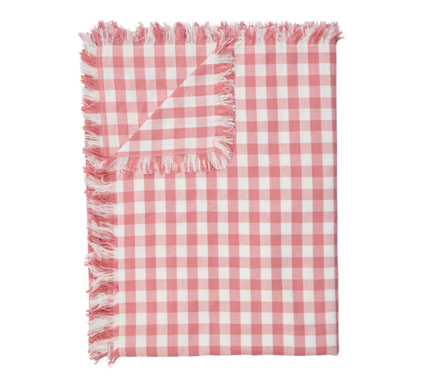 Duk med frynser 140x300 cm Pink Checks ByTiMo