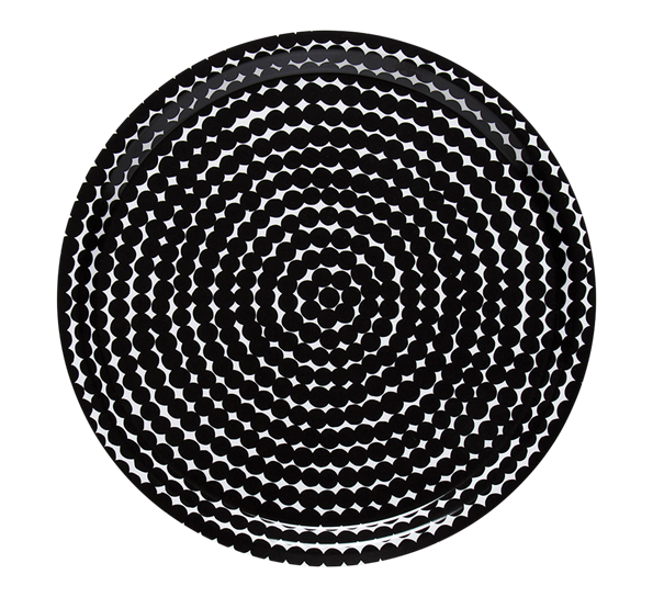 Räsymatto brett 31 cm hvit sort fra Marimekko