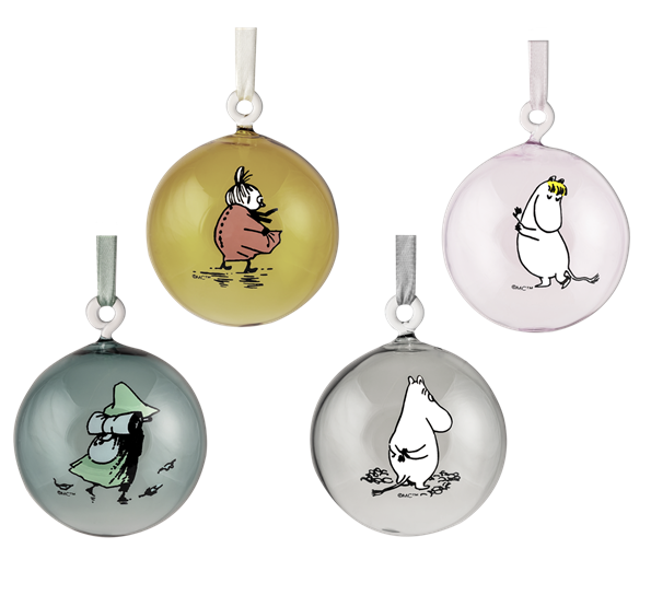 Mummi dekorasjonskule glass Ø7 cm 4-pk fra Muurla