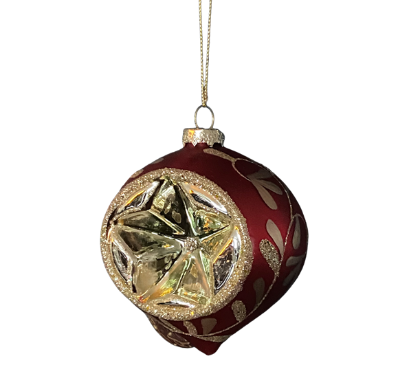 Julekule gulldekor krater rød hvit fra UND