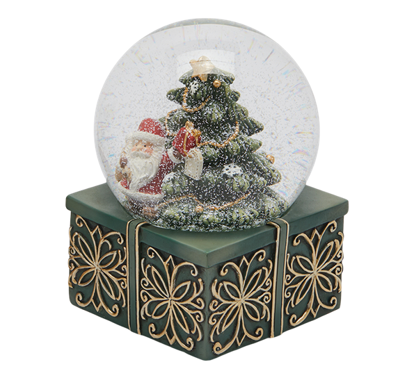 Snøkule med juletre spilledåse 14,5 cm grønn EDG Enzo de Gasperi