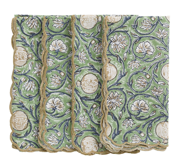 Tangier Pomegranate servietter 4-pk grønn 50x50cm fra Chamois