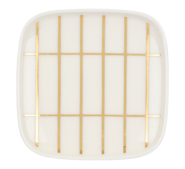 Tiiliskivi asjett 10x10 cm hvit gull fra Marimekko