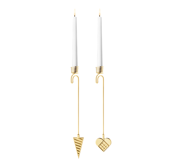 CC 2025 lysholder sett hjerte og kremmerhus gull fra Georg Jensen