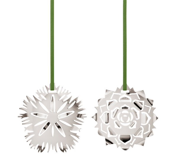 CC 2020 juleornament Ice Dianthus og rosette palladium fra Georg Jensen