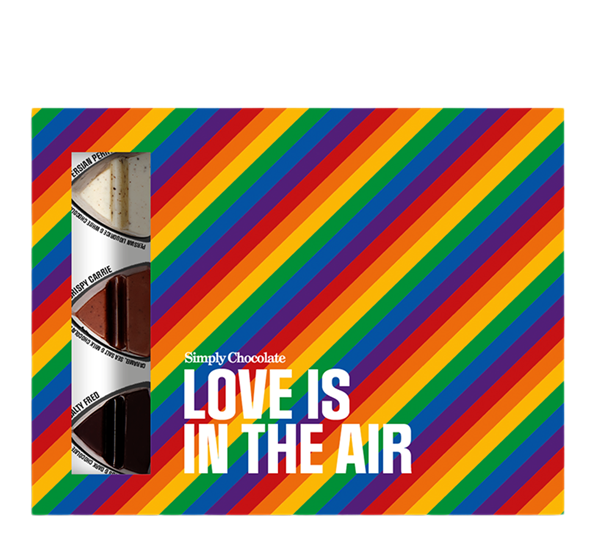 Gaveeske Love Is In The Air 12 stk a 10g fra Simply Chocolate